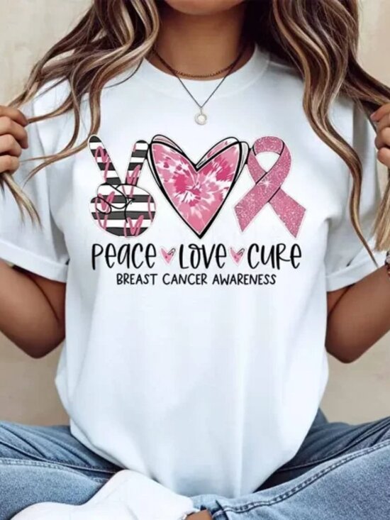 Memoriesrus E Other - Peace Love Cure Breast Cancer Awareness Graphic T‑Shirt